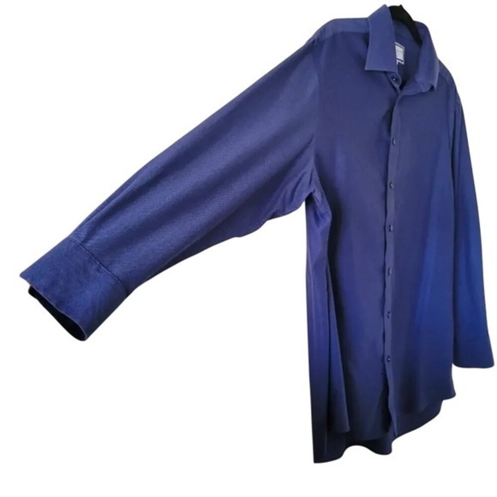 Charles Tyirwhitt Dark Blue Non Iron Classic Fit Men's Shirt Size XL Business - Picture 3 of 10